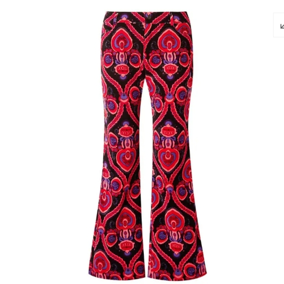 Anna Sui Pants - ANNA SUI Vibrant Red and Black Patterned Women's Pants
